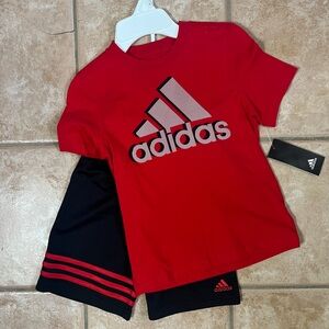 NWT Adidas outfit athletic apparel size 5 boys shorts tshirt